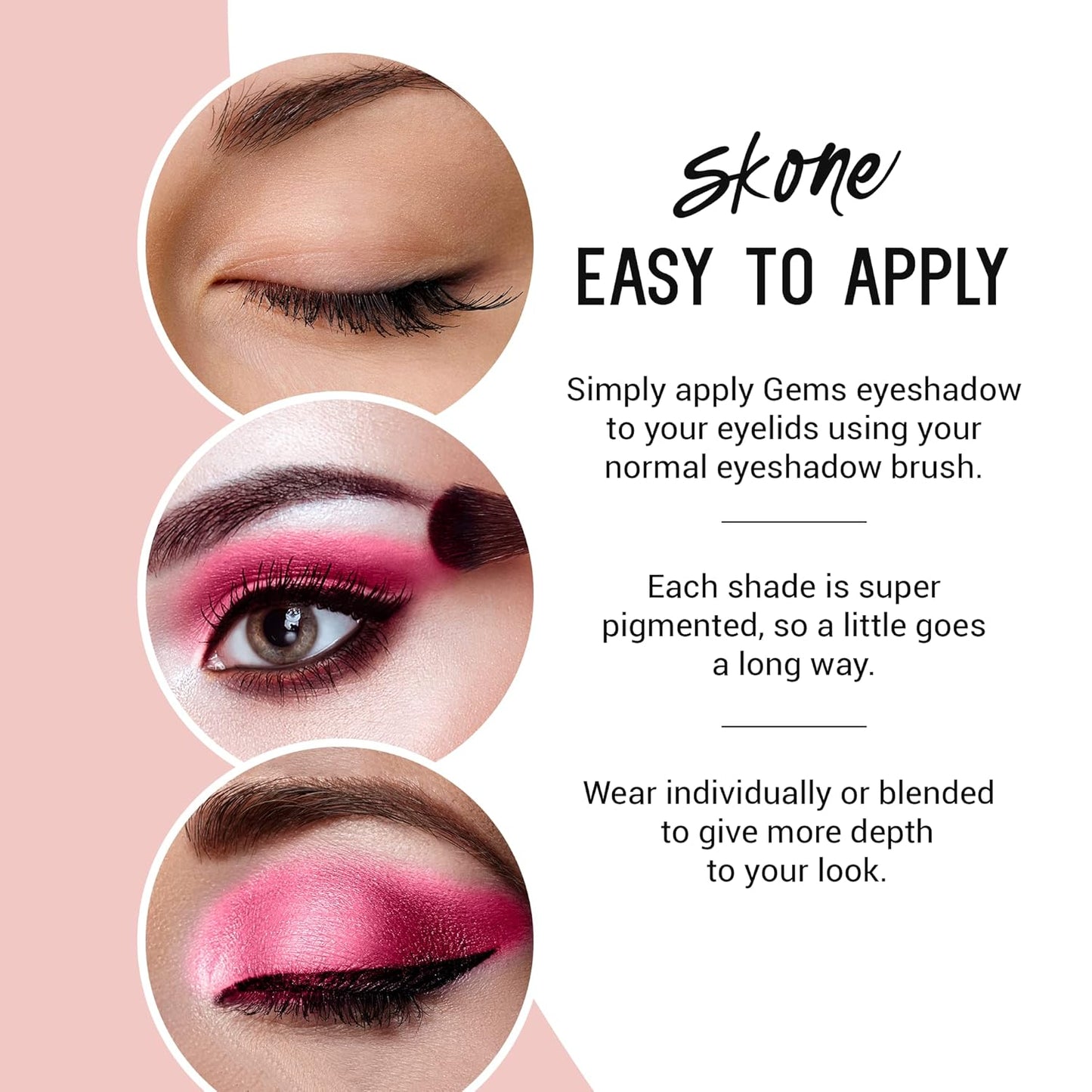 Cosmetics Gems Eye Shadow, Highly Pigmented, Longwear Eye Makeup, Single Eyeshadow with Pro Shimmery Finish - Ultra-Blendable, Slightly Shimmer Shades - Pinkeyeshadow - Strawberries