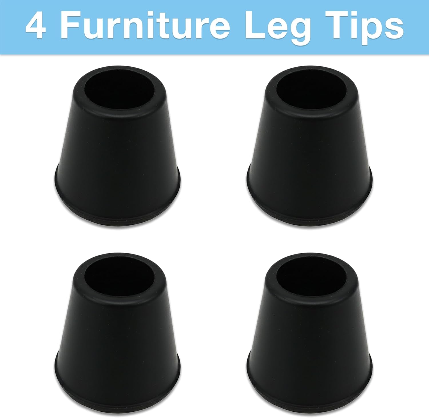 1/2" round Slip-On Rubber Folding Metal Chair Leg Tip Replacement - Protect Surfaces & Dampen Noise, Black (4 Pack)