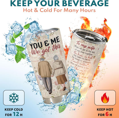 Valentines Day Gifts for Her - Birthday Gifts for Wife & Romatic Gifts for Her for Anniversary Christmas Gifts for Wife Gifts for Women - Stainless Steel Tumbler 20Oz I Love You Wife Gifts