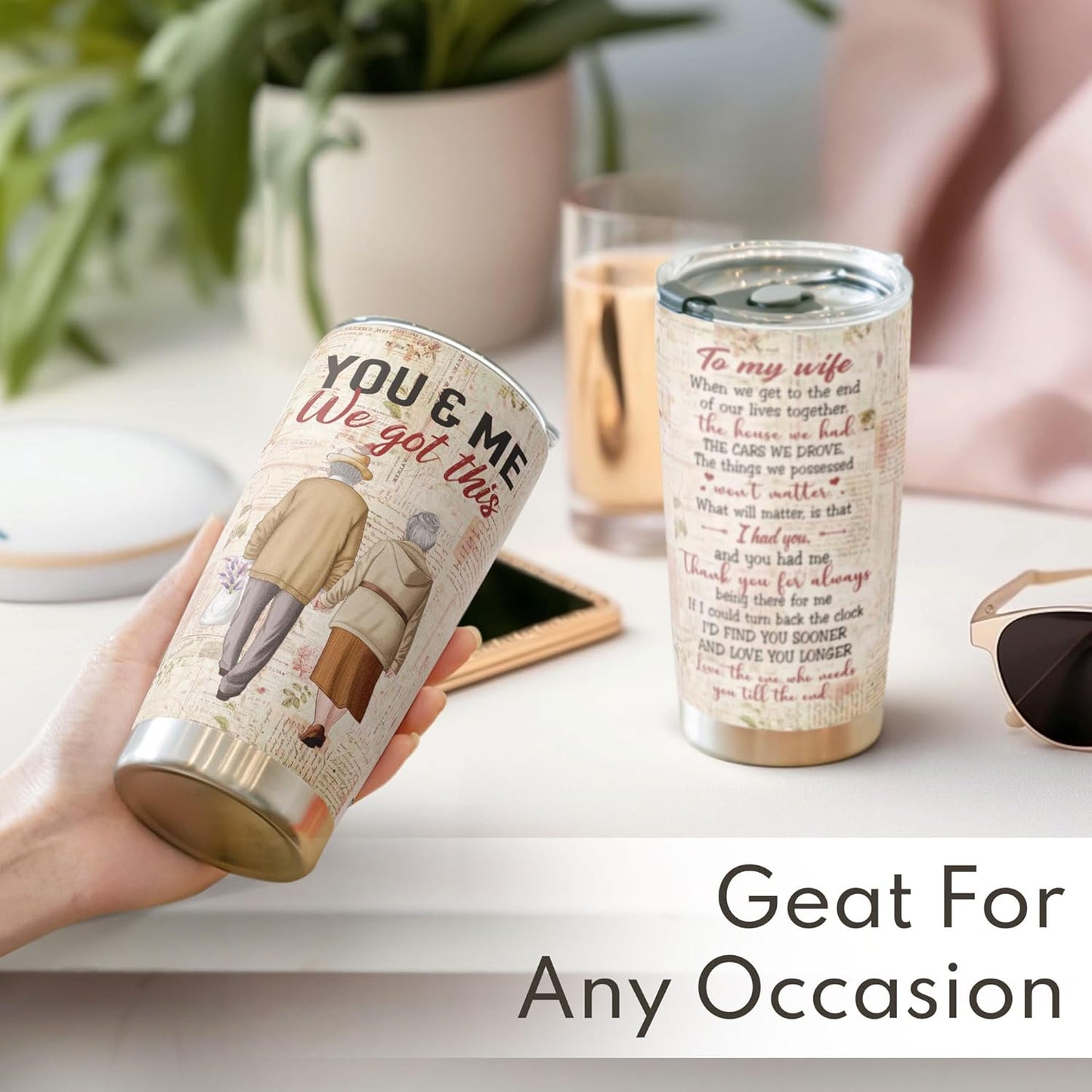 Valentines Day Gifts for Her - Birthday Gifts for Wife & Romatic Gifts for Her for Anniversary Christmas Gifts for Wife Gifts for Women - Stainless Steel Tumbler 20Oz I Love You Wife Gifts