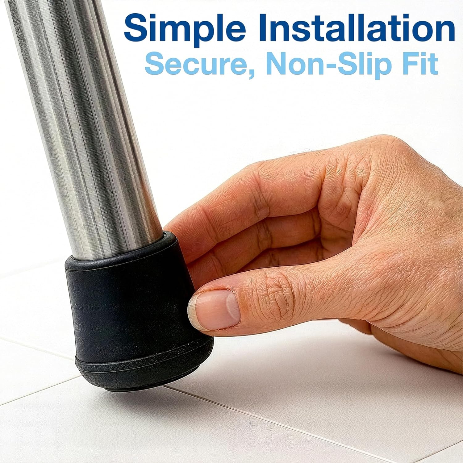 1/2" round Slip-On Rubber Folding Metal Chair Leg Tip Replacement - Protect Surfaces & Dampen Noise, Black (4 Pack)