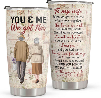 Valentines Day Gifts for Her - Birthday Gifts for Wife & Romatic Gifts for Her for Anniversary Christmas Gifts for Wife Gifts for Women - Stainless Steel Tumbler 20Oz I Love You Wife Gifts